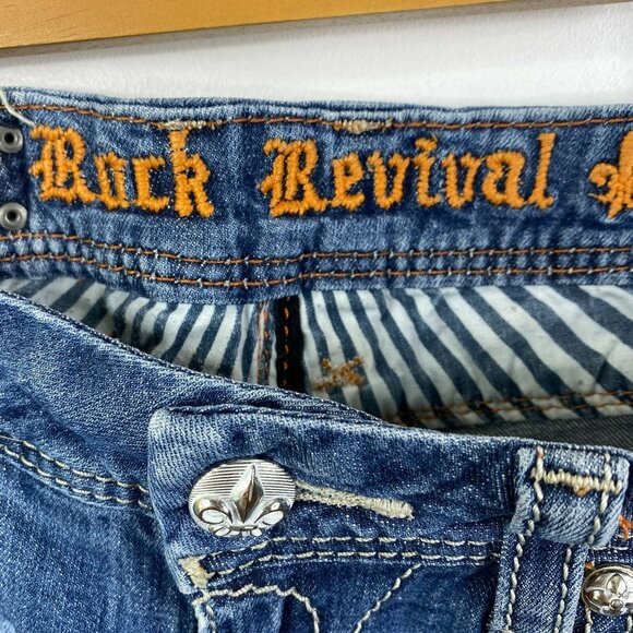 Rock Revival Jeans Hazel Straight Denim Blue Flap Pockets Womens Size 29 x 29 - Picture 6 of 7